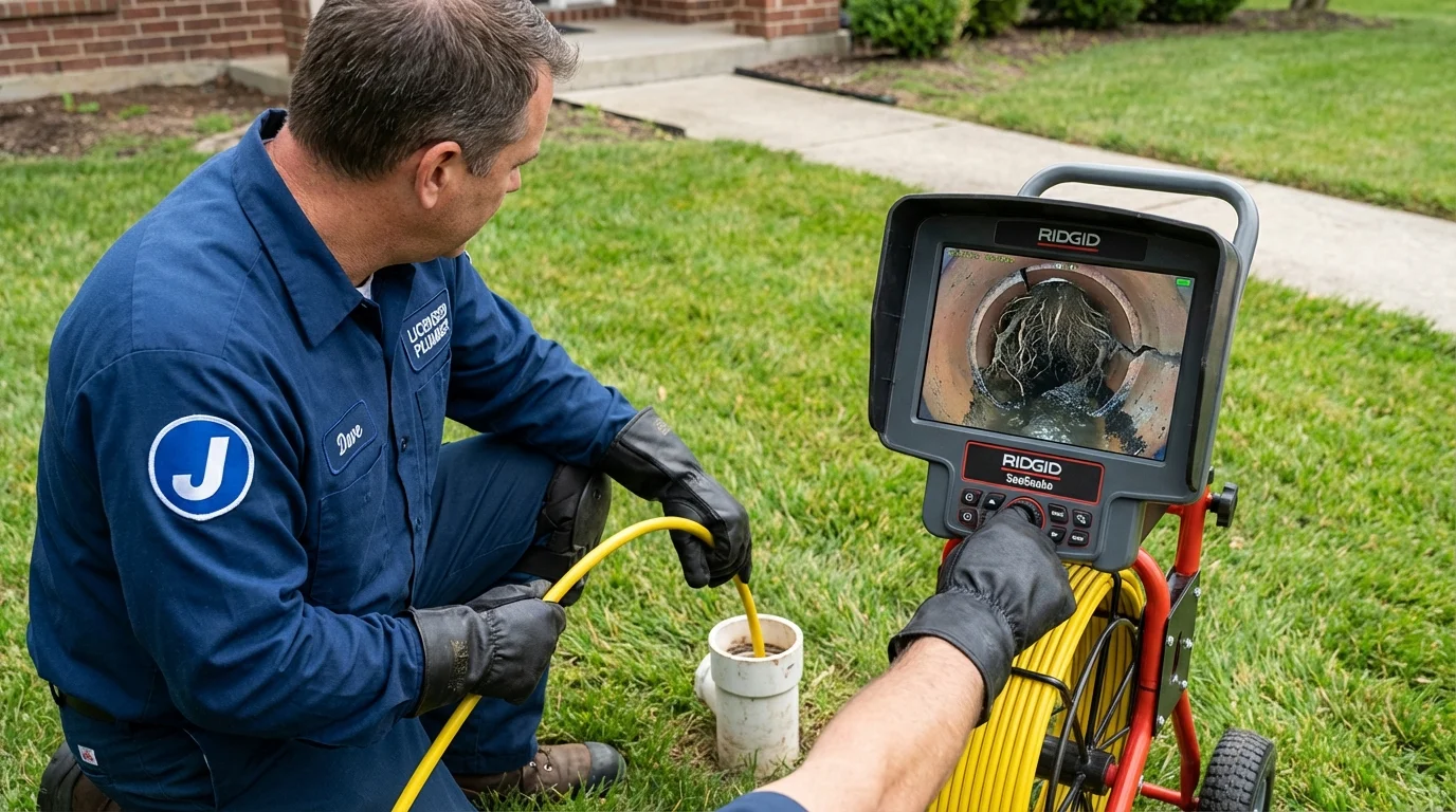 Sewer camera inspection being performed by Johns Plumbing LLC in Braintree